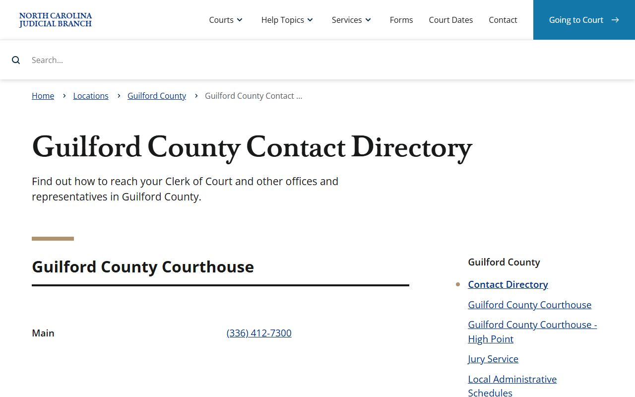 High Point phone directory Guilford County court contact directory