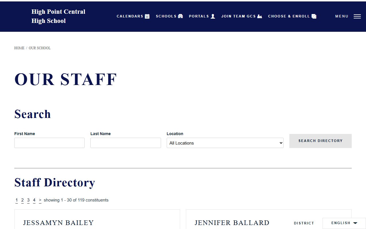 High Point phone directory High Point Central staff directory