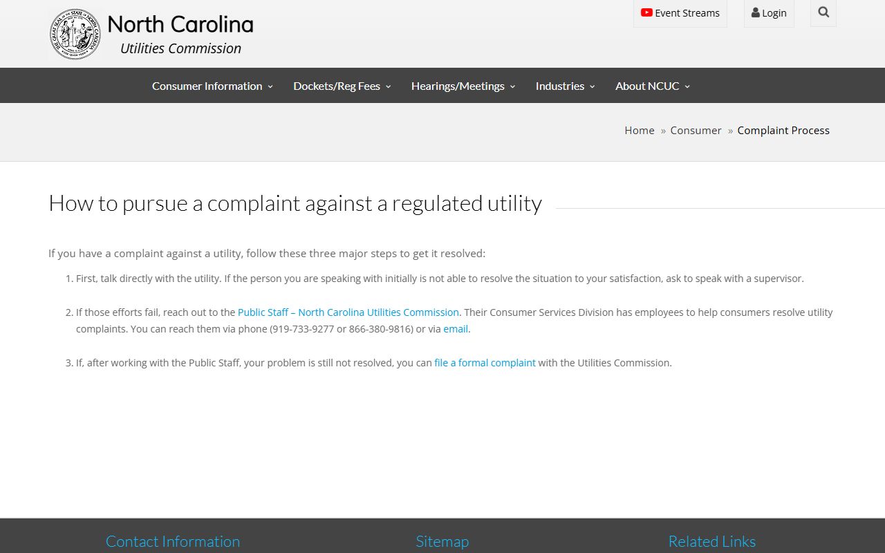 High Point phone area codes North Carolina Utilities Commission consumer contacts